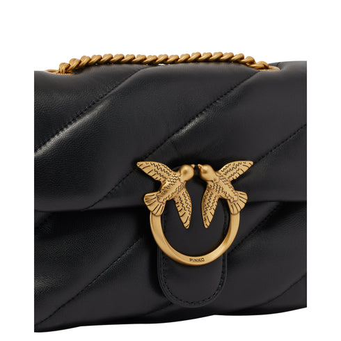 Borsa Donna Love Puff Classic Mini, in nappa, con patta e logo Love Birds