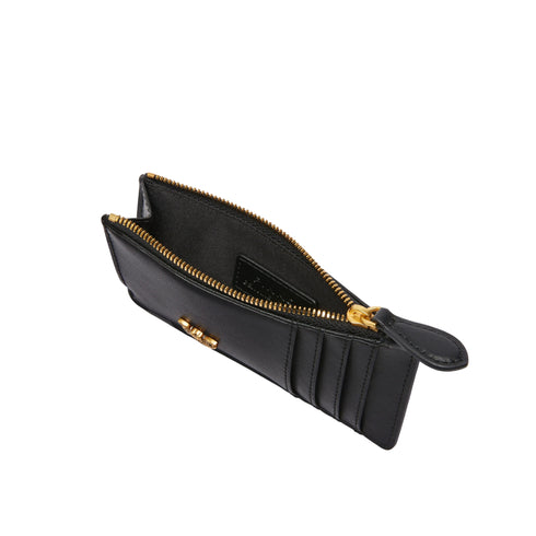 Porta carte donna con zip nero