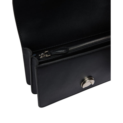 Borsa donna a tracolla piccola Love Bag One in pelle nera argento - dettaglio