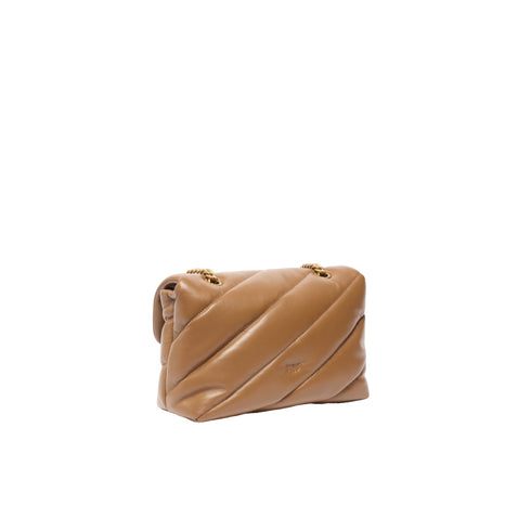 Borsa Donna Puff Calssic, con logo strass ed impunture oblique
