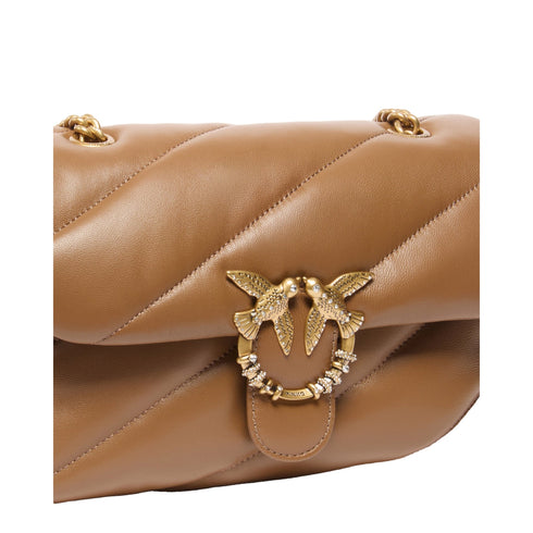 Borsa Donna Puff Calssic, con logo strass ed impunture oblique