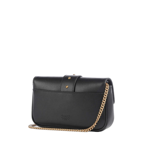 Borsa Donna Love One Pocket, con catena a tracolla, chiusura con patta e logo strass