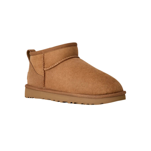 Stivaletto Donna Classic Ultra Mini in montone e pelle scamosciata, con suola in gomma