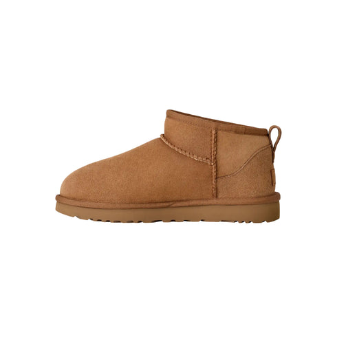 Stivaletto Donna Classic Ultra Mini in montone e pelle scamosciata, con suola in gomma