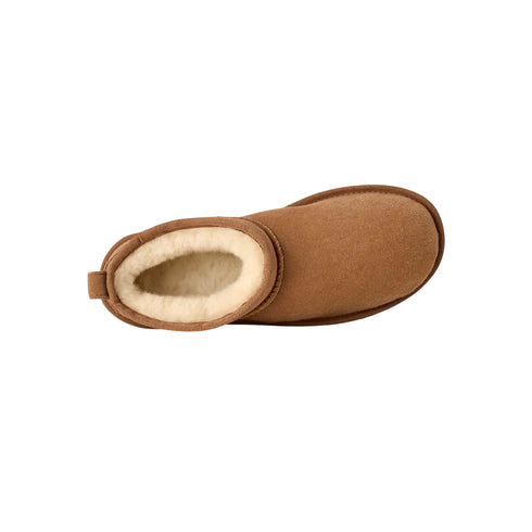 Stivaletto Donna Classic Ultra Mini in montone e pelle scamosciata, con suola in gomma