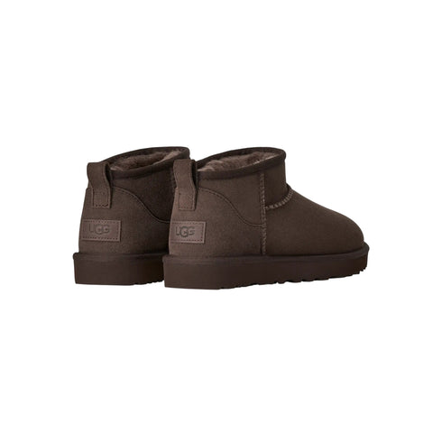 Stivaletto Donna Classic Ultra Mini in montone e pelle scamosciata, con suola in gomma