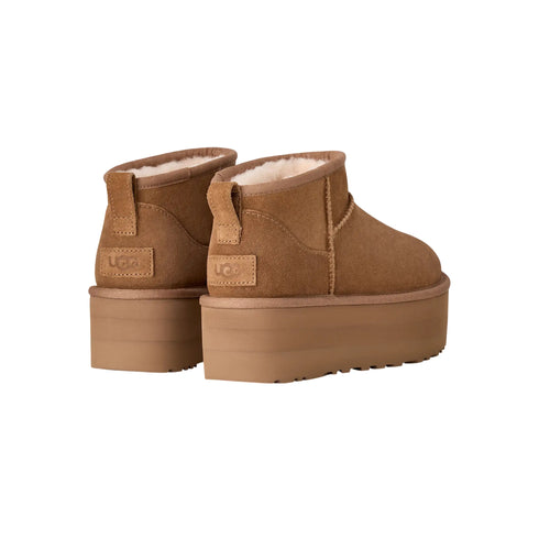 Stivaletto Donna Classic Ultra Mini Platform in montone e pelle scamosciata