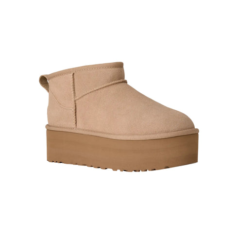 Stivaletto Donna Classic Ultra Mini Platform in montone e pelle scamosciata