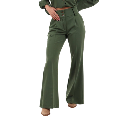 Pantalone Donna con gamba flare militare