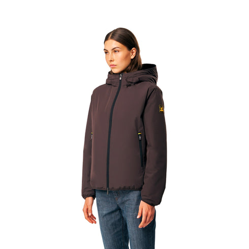 Giubbotto Donna corto modello Sofy, con cappuccio e full zip frontale