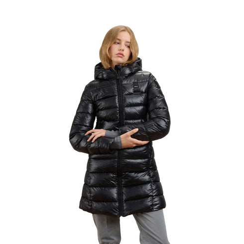 Piumino Donna lungo, modello Adelaide, con cappuccio e full zip frontale