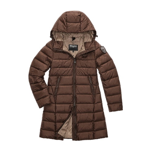 Piumino Donna lungo modello Agnes, con full zip frontale e cappuccio
