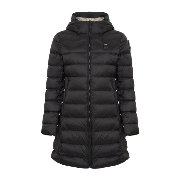 Piumino Donna lungo modello Agnes, con full zip frontale e cappuccio