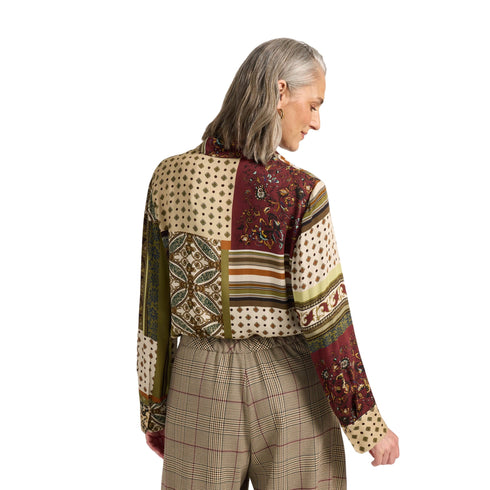 Blusa Donna in raso, con stampa patchwork