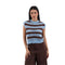 Gilet Donna in maglia traforata a righe moro celeste