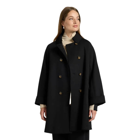 Cappotto Donna in misto viscosa, con maniche ampie e doppiopetto