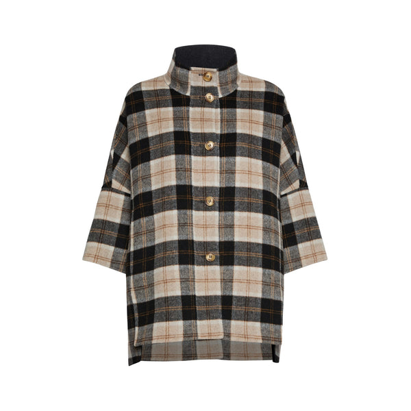 Cappa Donna con maniche 3/4, collo alto e motivo check