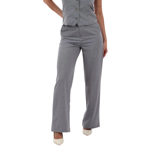Pantalone dritto Donna in tinta unita Grigio