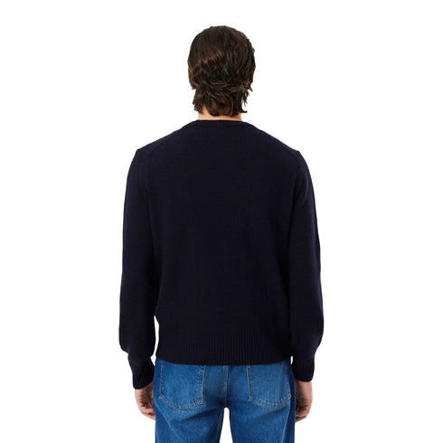 Maglia Uomo in lana cardata a tinta unita, con scollatura girocollo