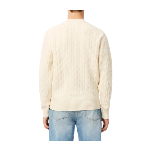 Maglione da Uomo a trecce in lana Bianco