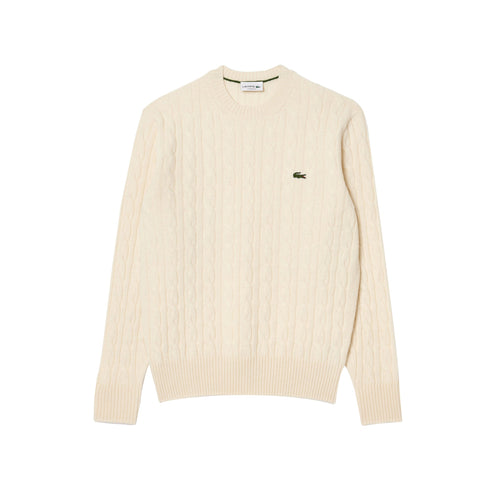 Maglione da Uomo a trecce in lana Bianco