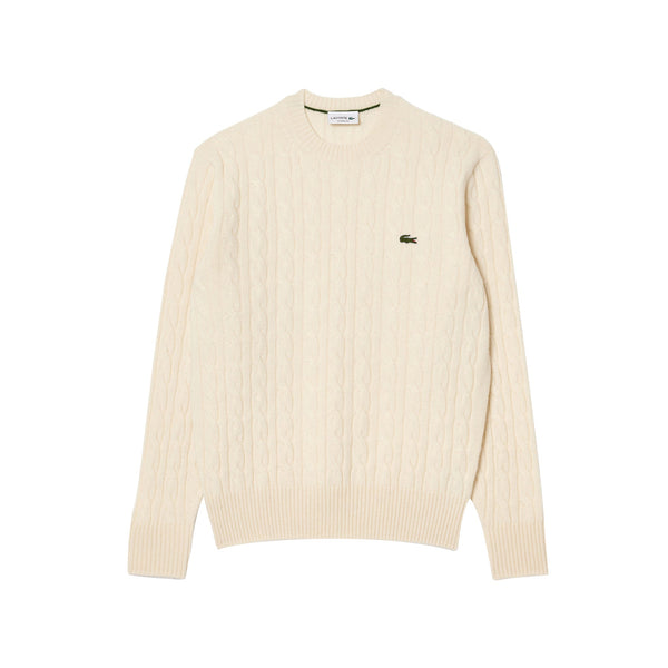 Maglione da Uomo a trecce in lana Bianco