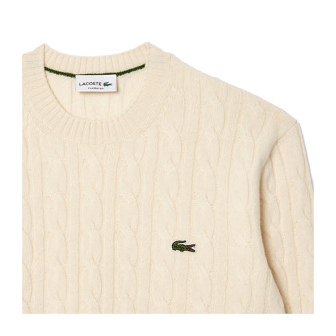 Maglione da Uomo a trecce in lana Bianco