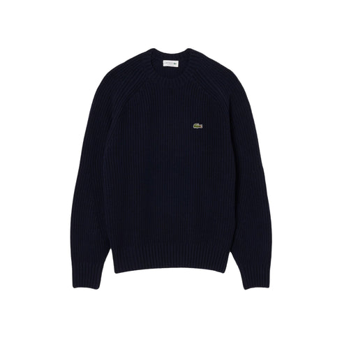 Maglia Uomo in pura lana, con una scollatura girocollo e logo applicato