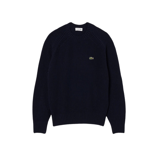 Maglia Uomo in pura lana, con una scollatura girocollo e logo applicato