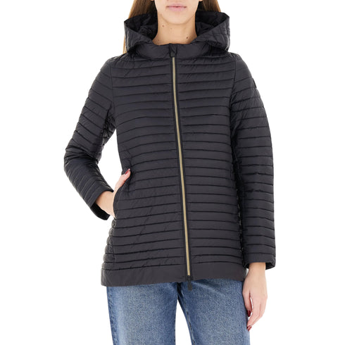 Piumino donna medio ALIMA cappuccio staccabile nero