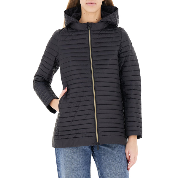 Piumino donna medio ALIMA cappuccio staccabile nero