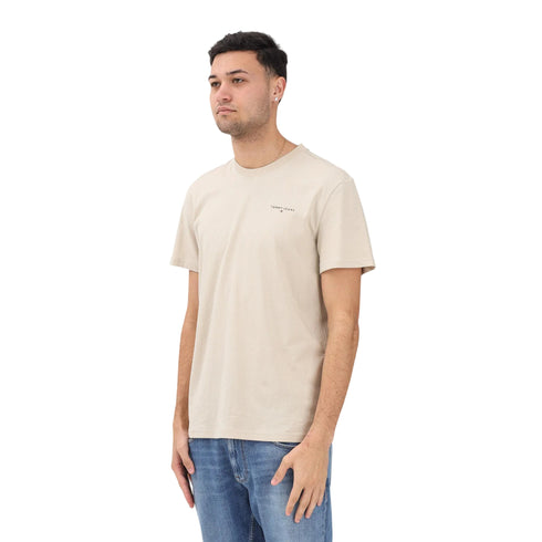 T-shirt uomo a manica corta Linear Chest con logo beige
