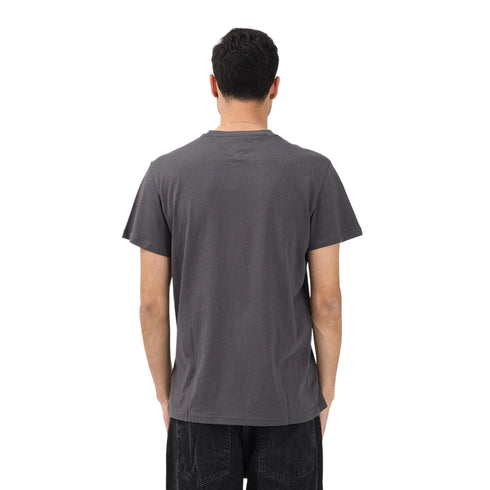 T-shirt uomo a manica corta Linear Chest con logo antracite - retro