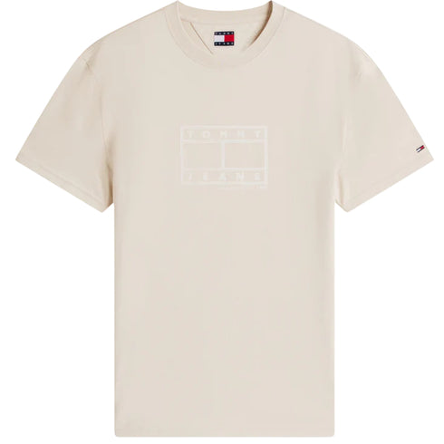 T-shirt a manica corta da uomo con logo a timbro sand