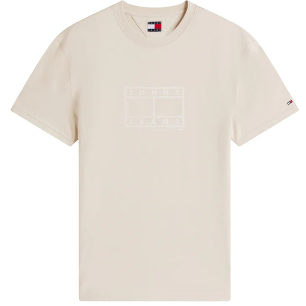T-shirt a manica corta da uomo con logo a timbro sand