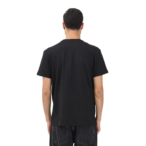 T-shirt a manica corta da uomo con logo a timbro nera - retro