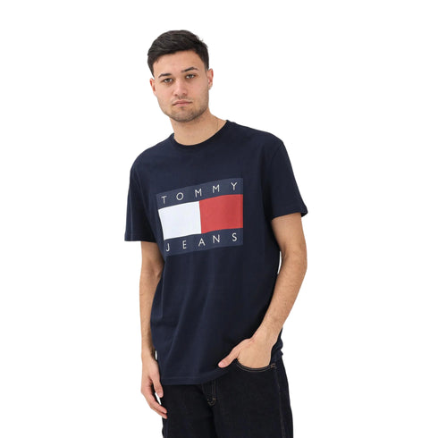 T-shirt uomo Regular in jersey big flag blu