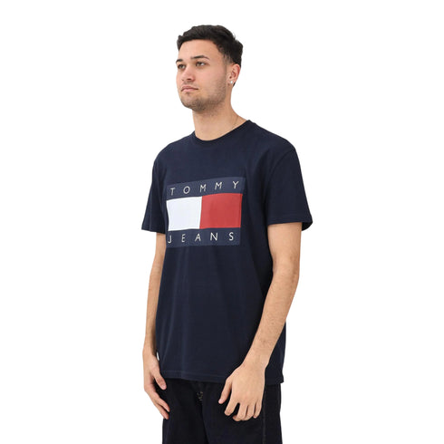 T-shirt uomo Regular in jersey big flag blu