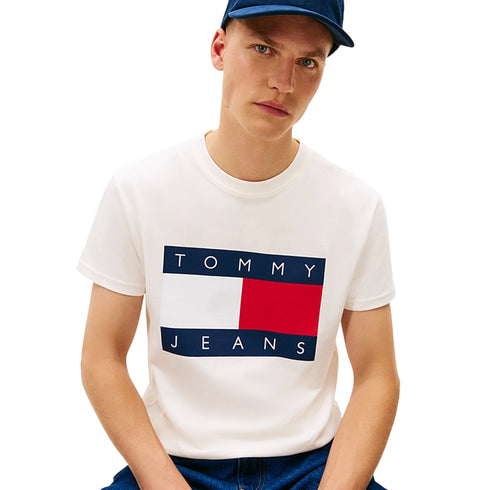 T-shirt uomo Regular in jersey big flag bianca