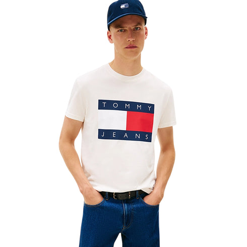 T-shirt uomo Regular in jersey big flag bianca