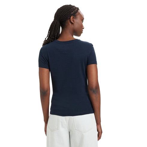 T-shirt Donna a girocollo, con bandiera ricamata sulla manica