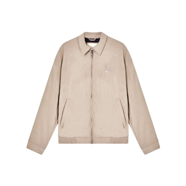 Bomber Uomo in nylon con logo ricamato beige