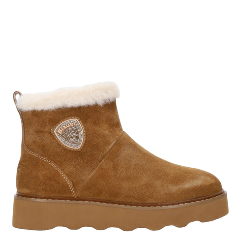 Stivaletto Uomo in nabuk, con bordo in pelliccia e logo strass