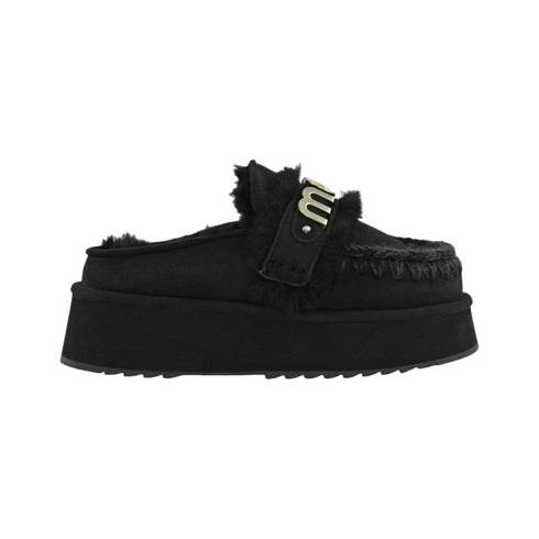 Sabot Donna Platform Clog in pelle di montone scamosciata, con suola in gomma ed EVA