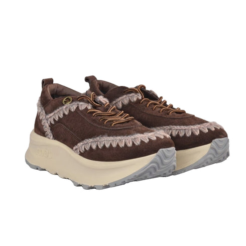 Sneakers Donna Eskimo in vera pelle, con cuciture all'uncinetto
