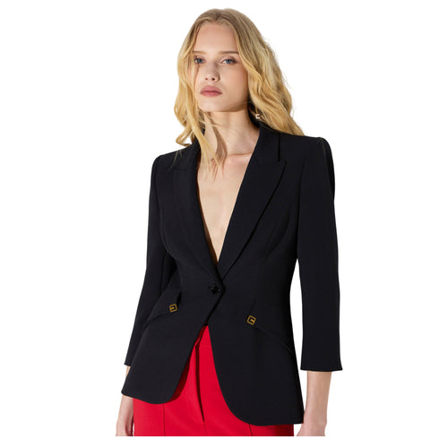 Giacca Donna monopetto, con tagli diagonali e fit slim