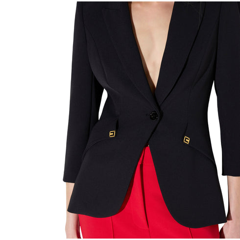 Giacca Donna monopetto, con tagli diagonali e fit slim
