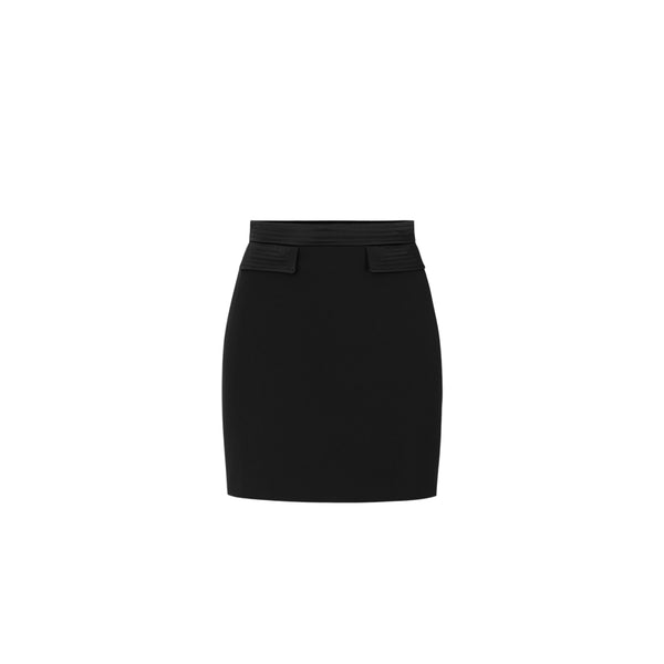 Gonna Donna mini, con zip invisibile e patte laterali, a tinta unita