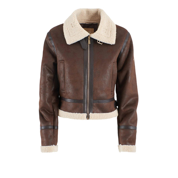 Giubbino Donna con ampio colletto a camicia ed interno in teddy