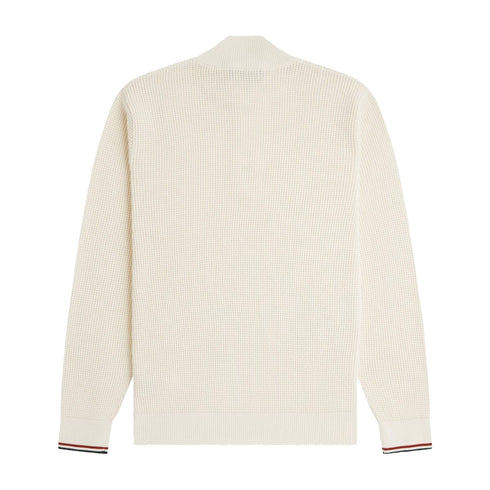 Maglia Uomo in cotone con una lavorazione waffle stitch e mezza zip